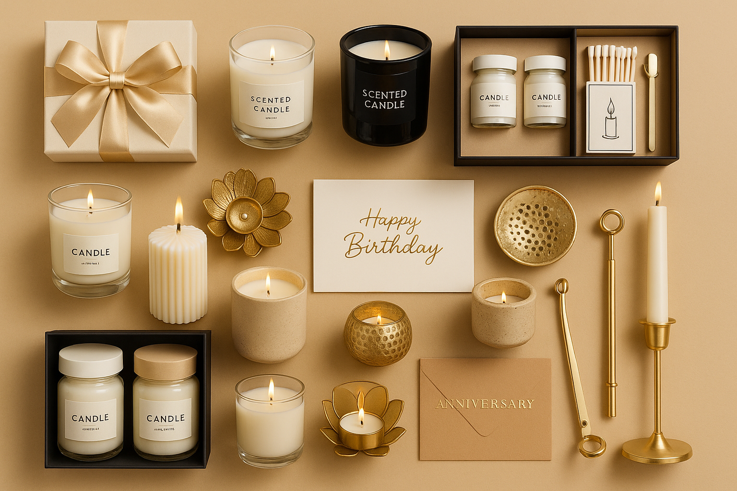 candle related gifts 
for several occasions 
simple background color hex code c7b496